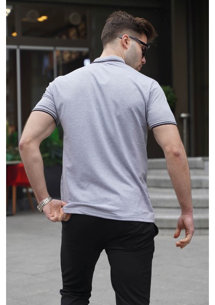 Gri Çizgili Polo Yaka Tişört 5869 fiyatları