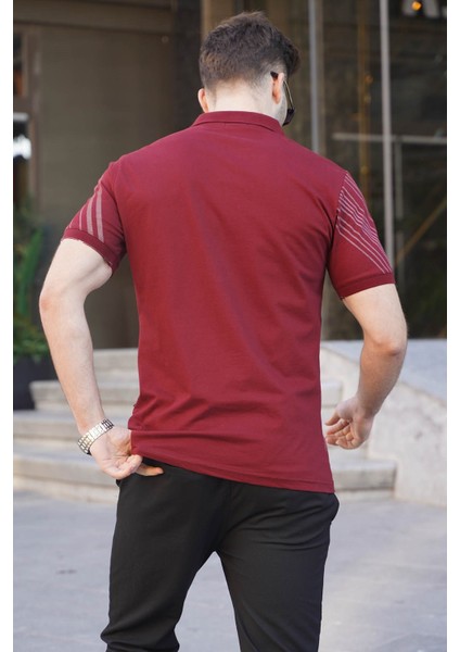 Bordo Desenli Polo Yaka Erkek Tişört 6079 fiyatları