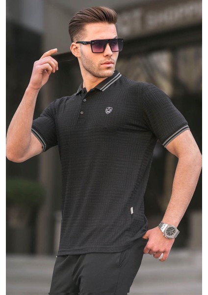 Siyah Basic Regular Fit Erkek Polo Yaka Tişört 6100