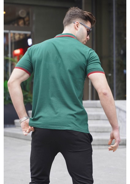 Yeşil Çizgili Polo Yaka Tişört 5869 modelleri