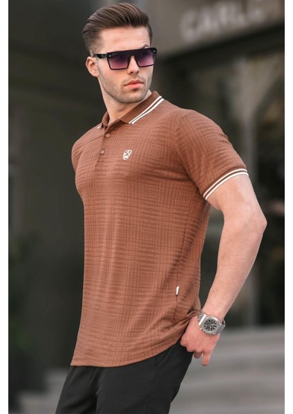 Kahverengi Basic Regular Fit Erkek Polo Yaka Tişört 6100