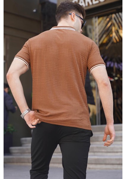Kahverengi Basic Regular Fit Erkek Polo Yaka Tişört 6100 fiyatları