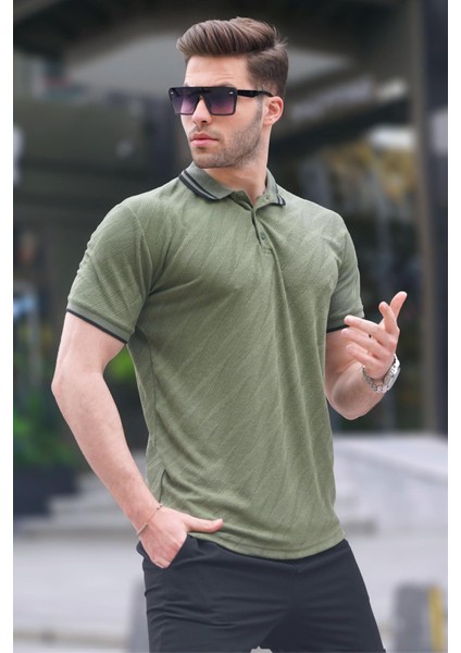 Haki Yeşil Polo Yaka Regular Fit Erkek T-Shirt 6110