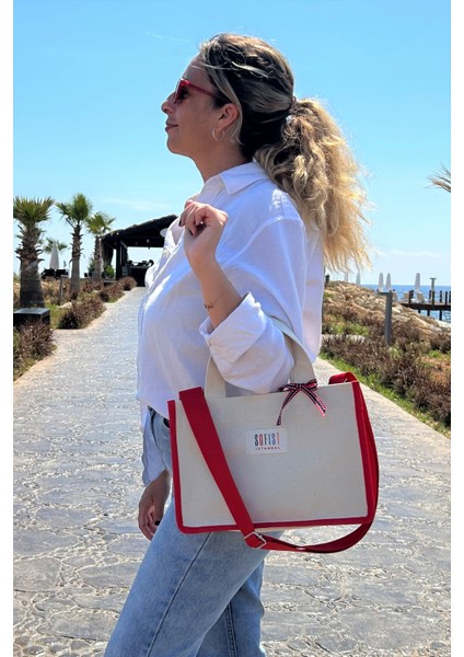 Balat Kanvas Tote Bag Ayarlanabilir Askılı Kadın El ve Omuz Çantası