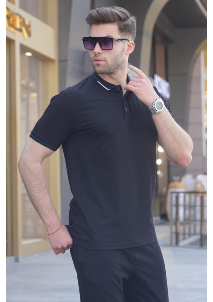 Siyah Polo Yaka Erkek Tişört 6113