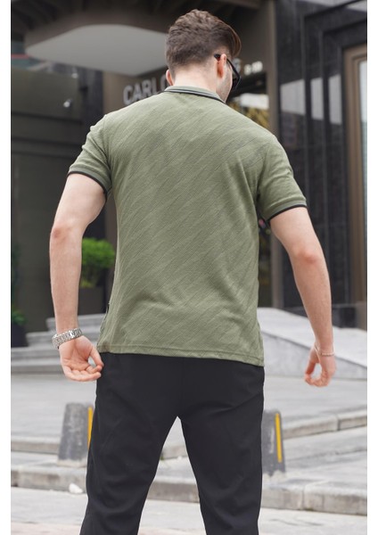 Haki Yeşil Polo Yaka Regular Fit Erkek T-Shirt 6110