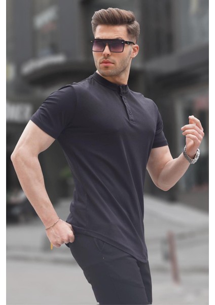 Siyah Polo Yaka Basic Erkek Tişört 6132