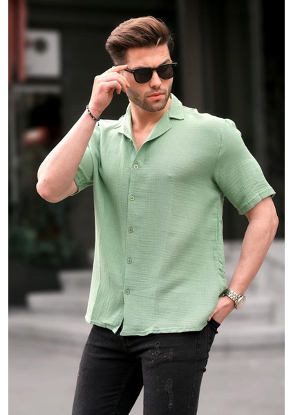 Yeşil Kısa Kollu Erkek Gömlek 6706 fiyatları