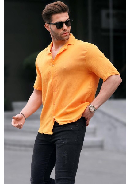 Sarı Kısa Kollu Erkek Gömlek 6706 fiyatları