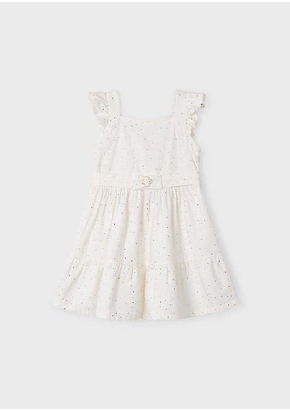 Kız Çocuk Sırt Detaylı Volanlı Elbise