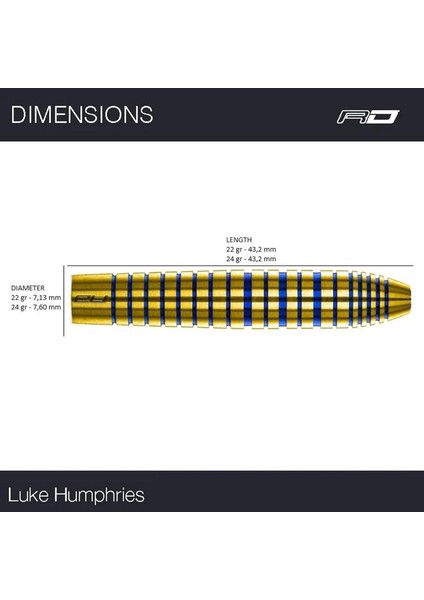 Luke Humphries Tx3 Gold Se % 90 Tungsten Çelik Uçlu Dart Oku