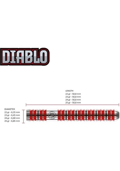 Diablo %90 Tungsten Çelik Uçlu Dart Oku