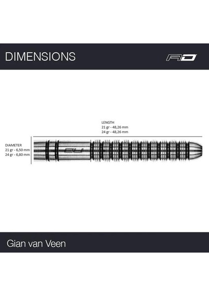 Gian Van Veen % 90 Tungsten Çelik Uçlu Dart Oku