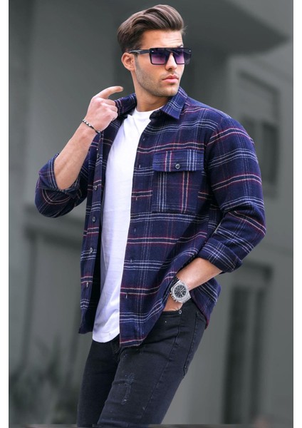 Lacivert Ekoseli Oduncu Erkek Gömlek 6723 fiyatları