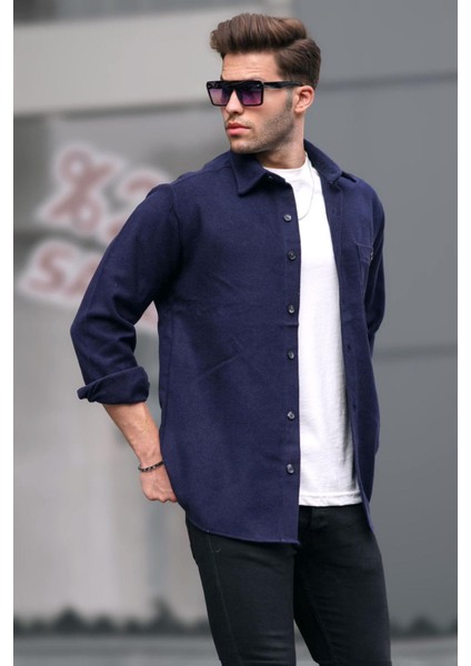 Lacivert Regular Fit Basic Erkek Gömlek 6725 fiyatları