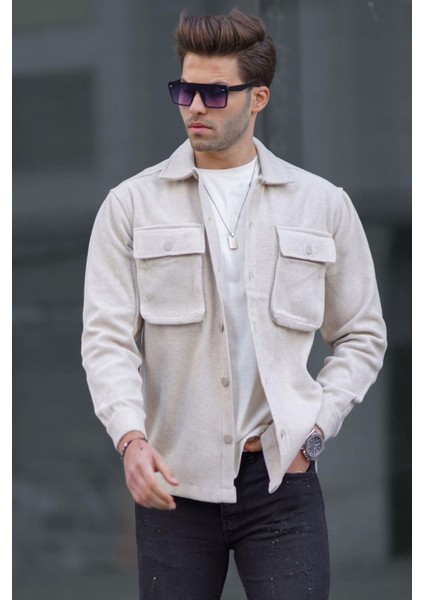 Bej Oversize Oduncu Erkek Gömlek 6709