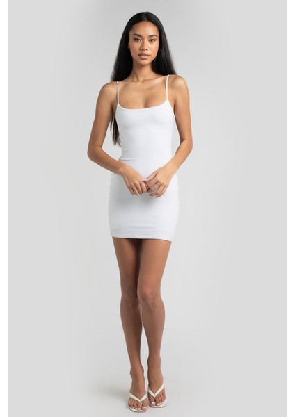 Beyaz Askılı Mini Basic Kadın Elbise MG1711 fiyatları