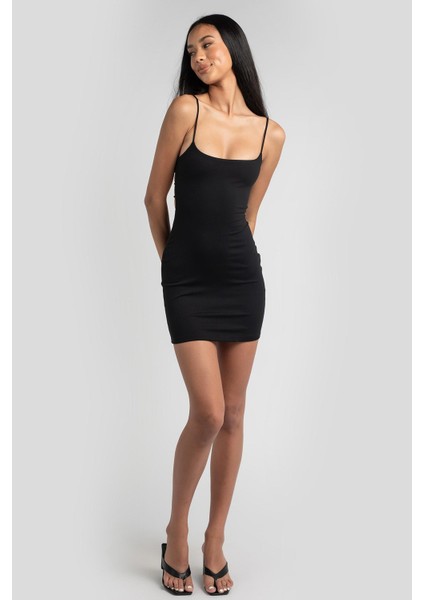 Siyah Askılı Mini Basic Kadın Elbise MG1711 fiyatları