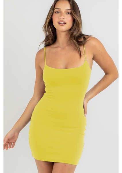 Sarı Askılı Mini Basic Kadın Elbise MG1711 fiyatları