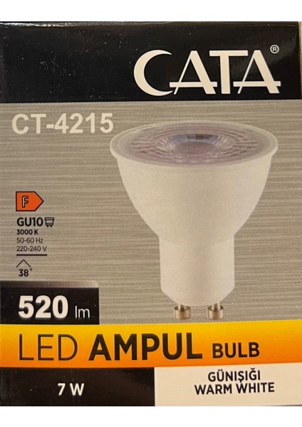 CT-4215 LED Ampul GU10 Duy Günışığı (Sarı) 7W - 5 Adet