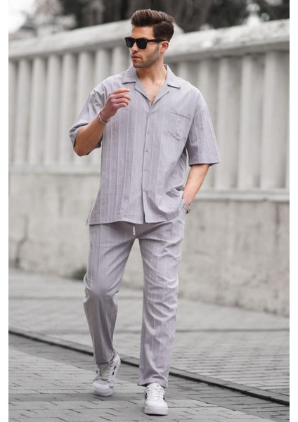 Erkek Gri Gömlek-Pantolon Takımı 5936 fiyatları