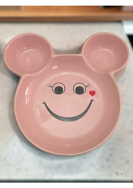 Eğlenceli Çocuk Gülen Yüz Emojili Mama, Yemek, Kahvaltı ve Pasta Tabağı 1 Adet Pembe fırsatları