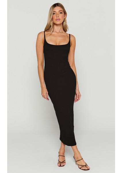 Siyah Askılı Kaşkorse Basic Elbise MG1984
