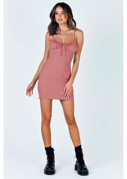 Pembe Askılı Mini Elbise MG1404