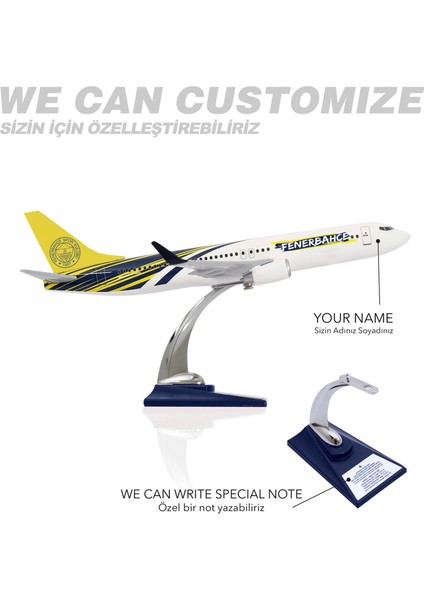 Boeing 737-800 1/100 Ölçek Fenerbahçe Lisanslı Tasarım Maket Uçak