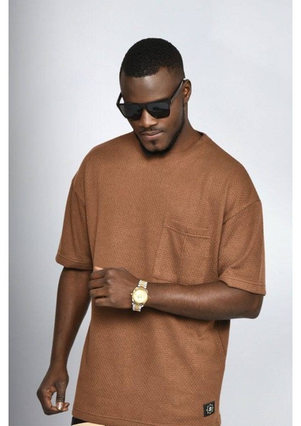 Kahve Oversize Erkek T-Shirt 10423 modelleri