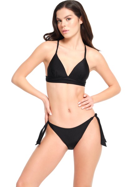 Kadın Siyah Kaplı Destekli Bikini Takımı 23S100ST