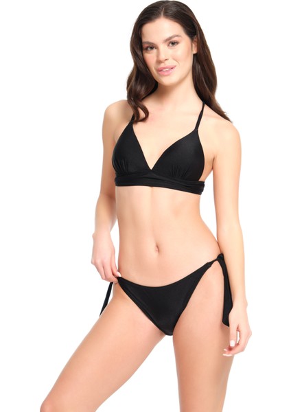 Kadın Siyah Kaplı Destekli Bikini Takımı 23S100ST