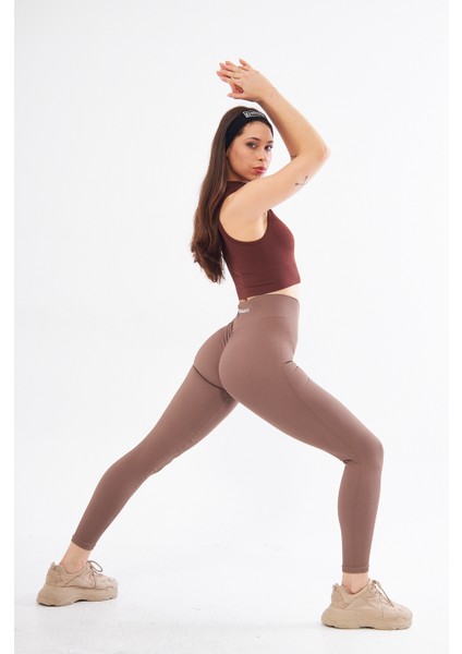Kalçası Büzgülü Premium Fitilli Ekstra Push Up Yüksek Bel Esnek Ve Toparlayıcı Spor Tayt