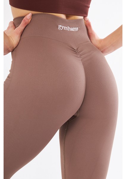Kalçası Büzgülü Premium Fitilli Ekstra Push Up Yüksek Bel Esnek Ve Toparlayıcı Spor Tayt