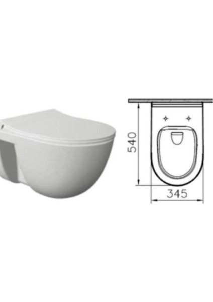 S40 Kanalsız Asma Klozet +Vitra Yavaş Kapanır Klozet Kapağı