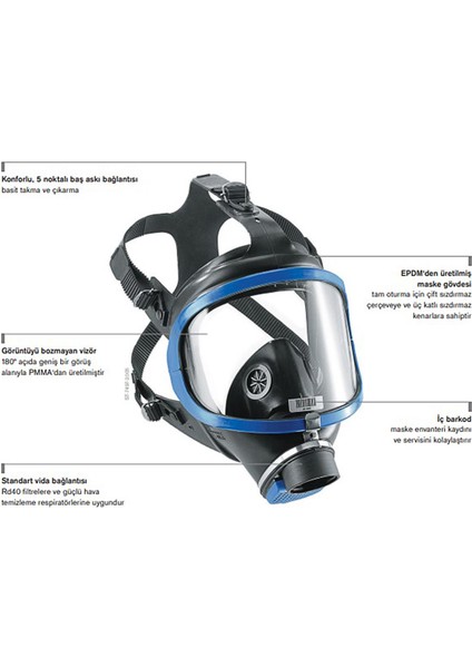 Solunum Koruma Buhar Asit Gaz Kükürt Amonyak Solvent Drager Gaz Maskesi X-Plore 6300