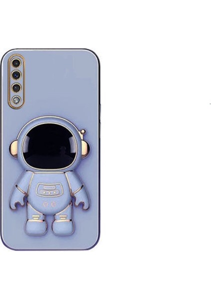 Samsung Galaxy A50 Kılıf Kamera Korumalı Astronot Desenli Standlı Silikon Mavi