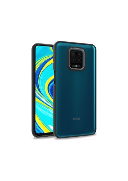 Xiaomi Redmi Note 9s Flora Sert Silikon Arkası Cam Şeffaf Siyah