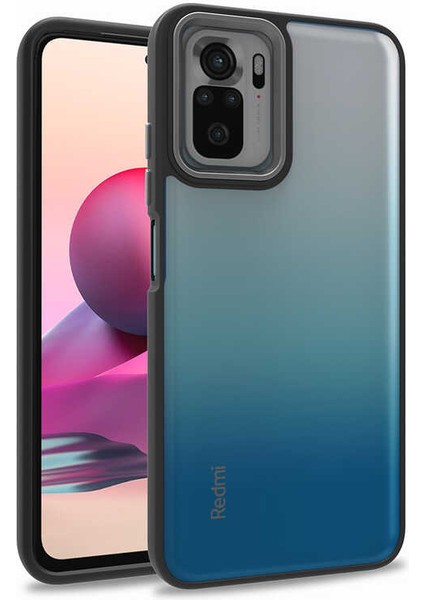 Xiaomi Redmi Note 10 Kılıf Flora Sert Silikon Arkası Cam Şeffaf Siyah