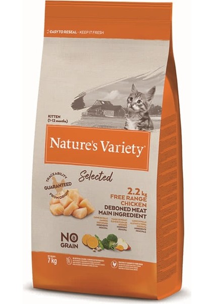 Nature's Variety No Grain Serbest Gezen Tavuklu Tahılsız Yavru Kedi Maması 7 kg