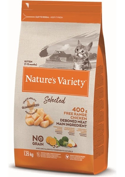 Nature's Variety No Grain Serbest Gezen Tavuklu Tahılsız Yavru Kedi Maması 1,25 kg