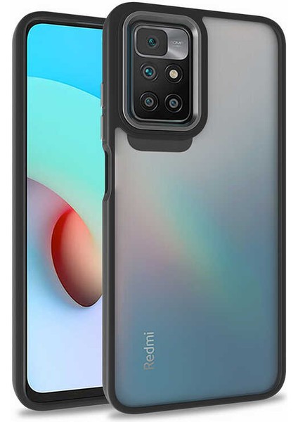 Xiaomi Redmi 10 Kılıf Flora Sert Silikon Arkası Cam Şeffaf Siyah