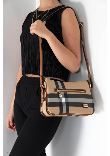 Silver Polo Kadın Çapraz Çanta Bej - Taba NV818