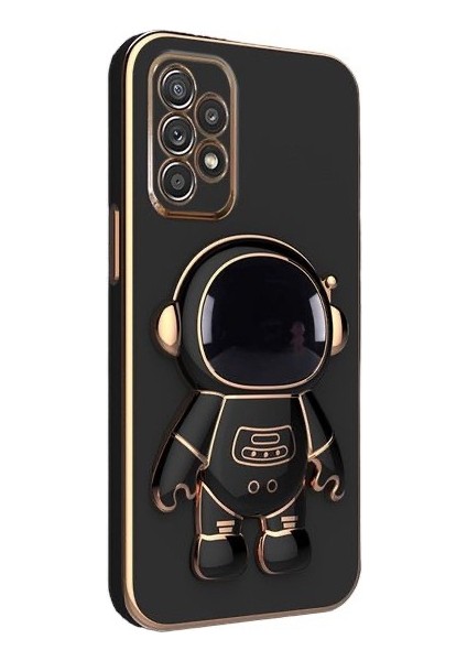 Samsung Galaxy A32 4g Kılıf Kamera Korumalı Astronot Desenli Standlı Silikon Siyah