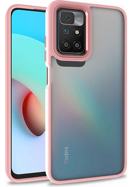 Xiaomi Redmi 10 2022 Kılıf Flora Sert Silikon Arkası Cam Şeffaf Pembe