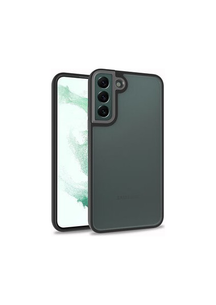 Samsung Galaxy S22 Flora Sert Silikon Arkası Cam Şeffaf Siyah