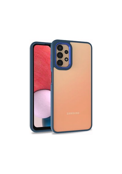 Samsung Galaxy A53 5g Flora Sert Silikon Arkası Cam Şeffaf Lacivert