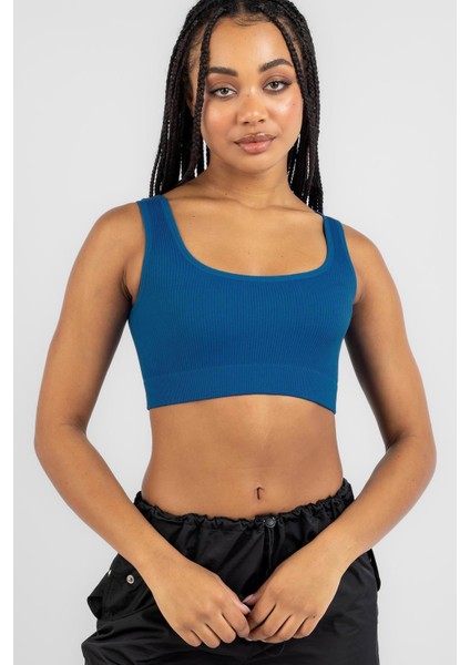 Saks Askılı Basic Crop Top Bluz MG1757