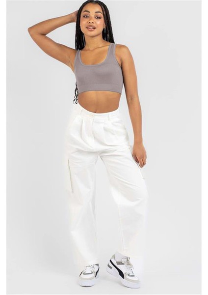 Füme Askılı Basic Crop Top Bluz MG1757