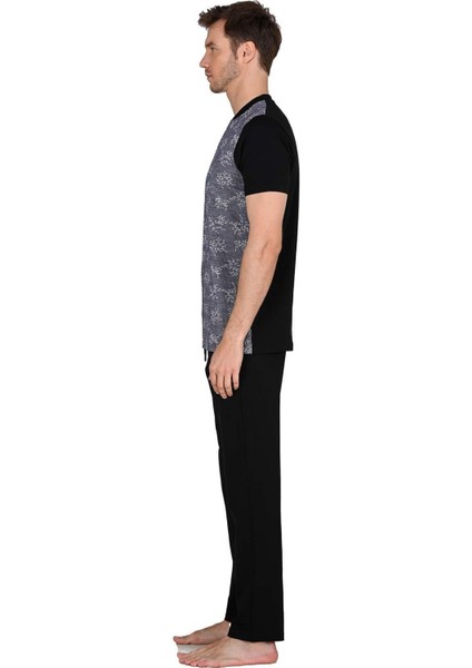Erkek Jakarlı Siyah Pijama Takımı 15209